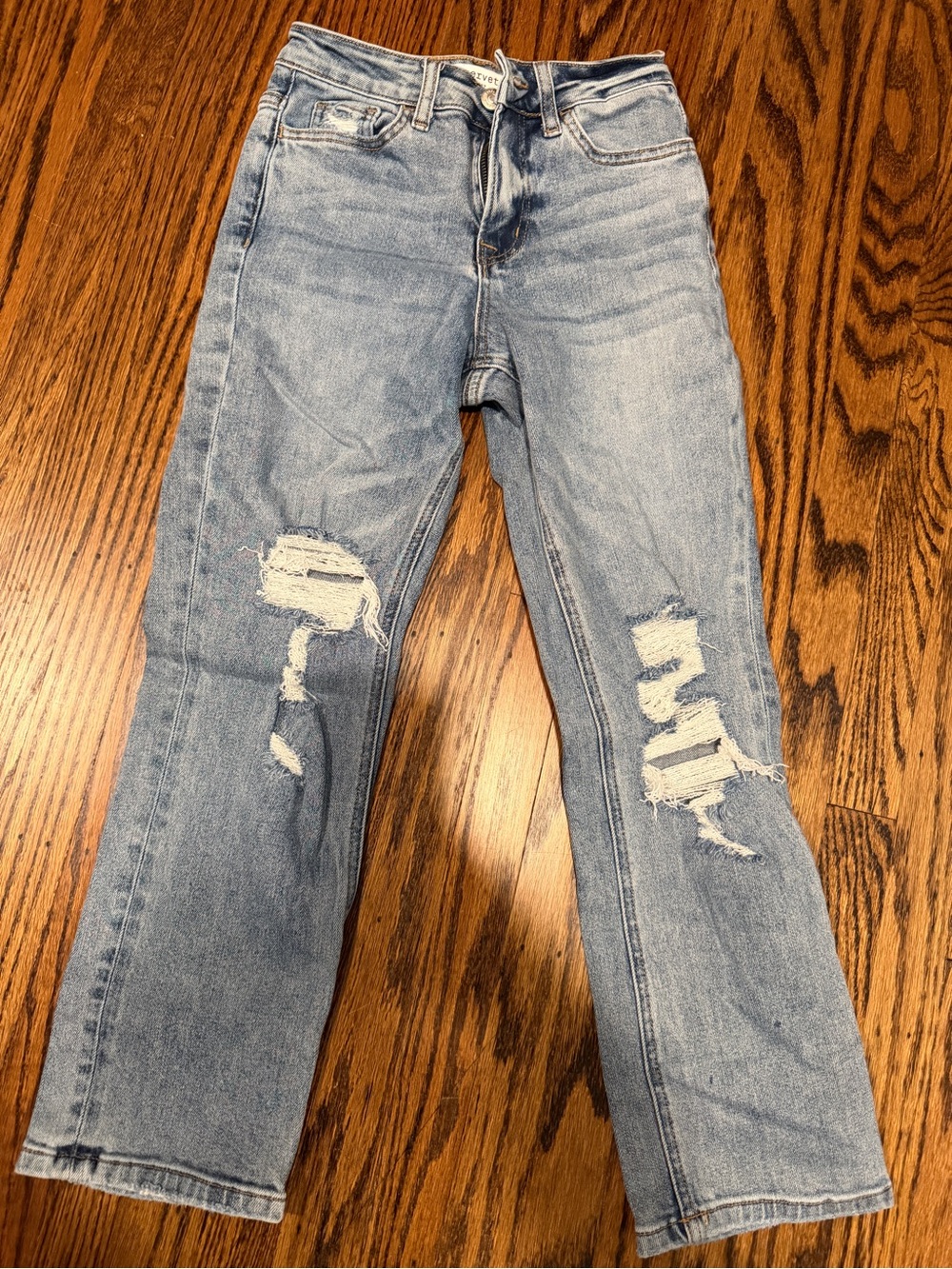 Distressed Light Blue Straight-Leg Women’s Jeans